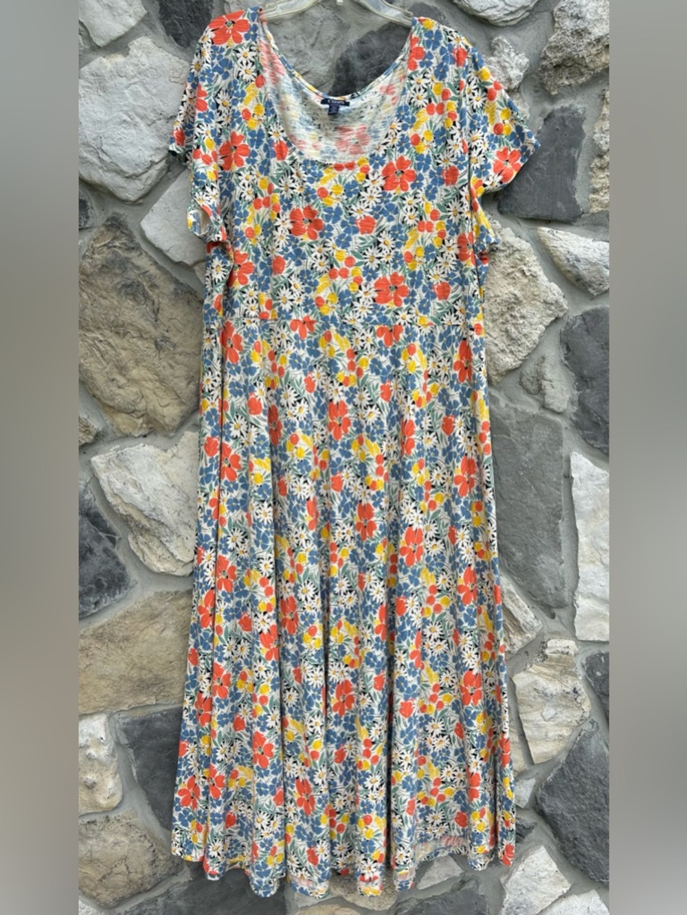 Chaps Ralph Lauren Maxi Dress 3X Colorful Floral Casual Boho Feminine Cotton